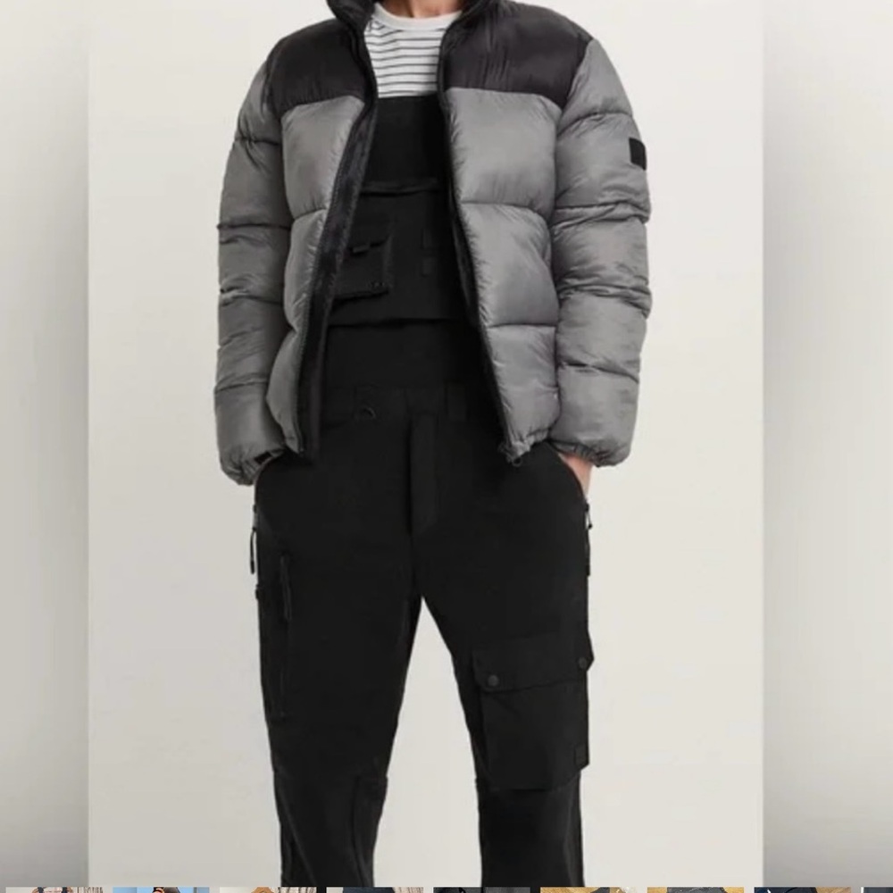 NWT ZARA Men's Black Fleece Mixed Overalls Jumpsuit